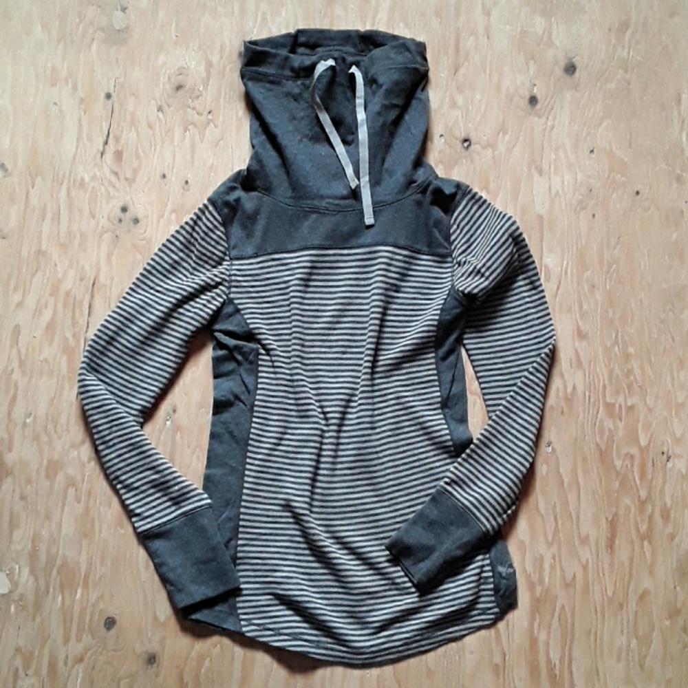 Grey Stripe Funnel Neck Tee